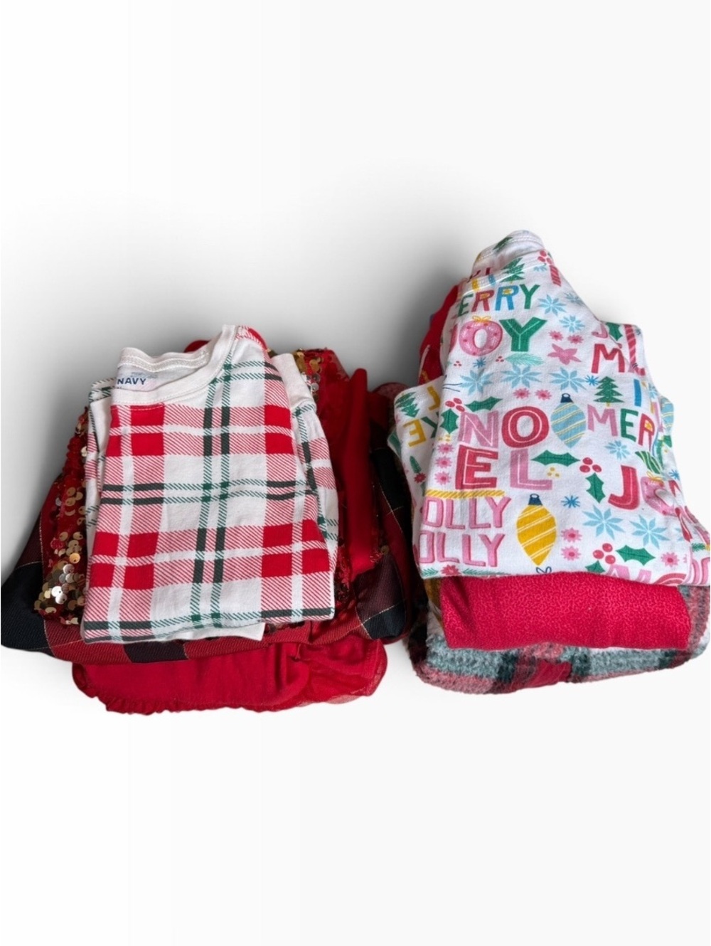 Girls Holiday Bundle dresses pajamas fleece plaid Christmas festive size 6/6X